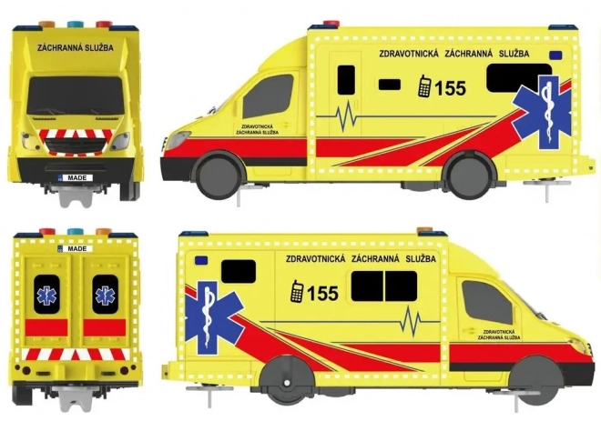 Ambulance à inertie avec effets lumineux et sonores