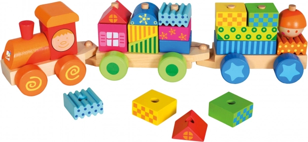 Train en bois Bino avec maisons