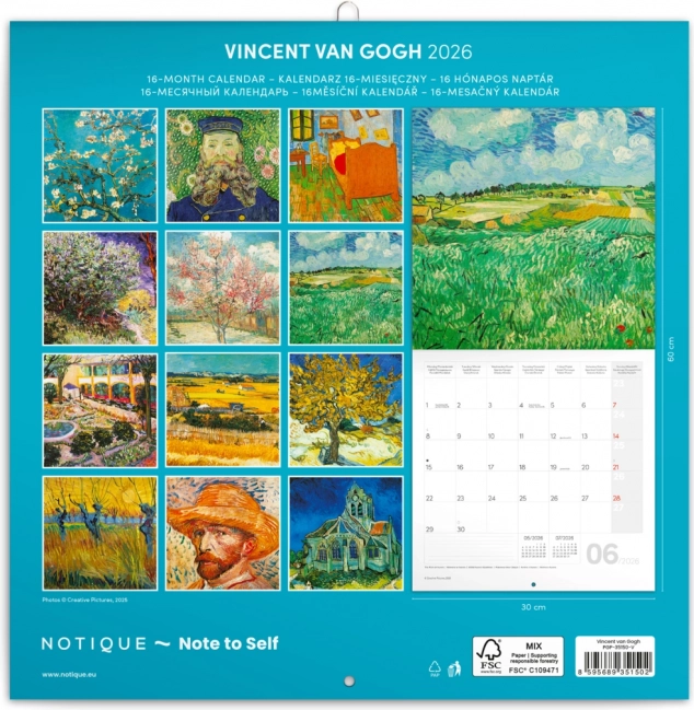 Calendrier avec notes Vincent van Gogh 2026
