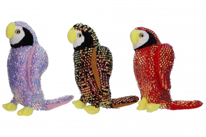 Perroquet en peluche avec des paillettes 25 cm