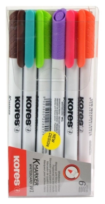 KORES Set de marqueurs pour tableau blanc 6 pièces