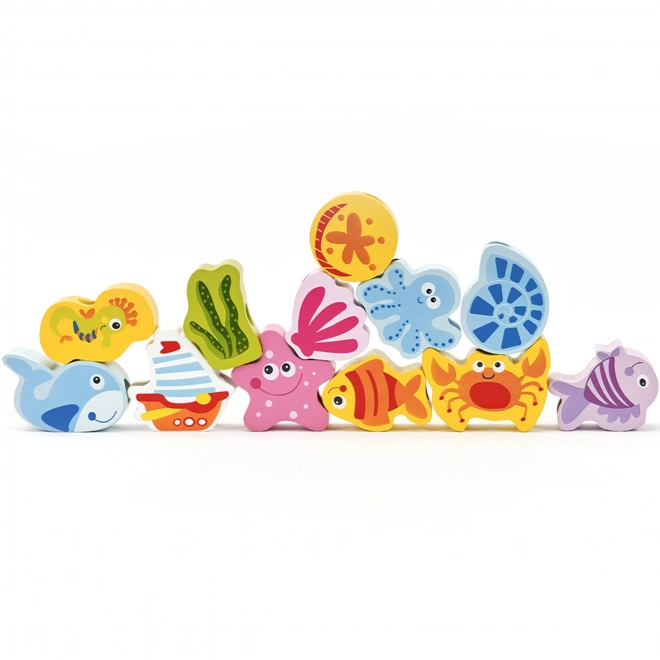 Perles à enfiler en bois Animaux aquatiques