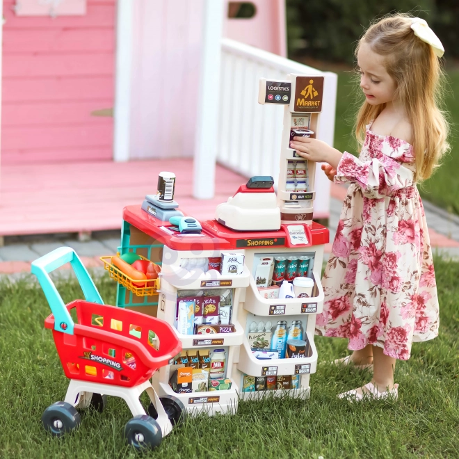 Supermarché avec chariot et scanner