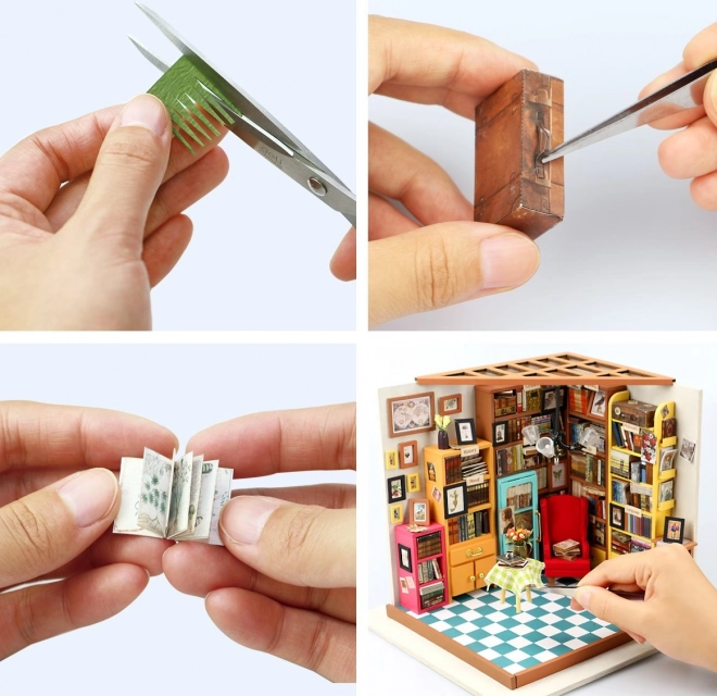 Samova studovna - Bibliothèque DIY Miniature Maison de Poupées