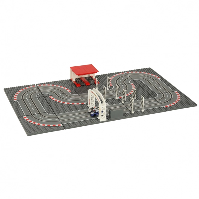 Piste de course policière électrique avec voitures et blocs de construction