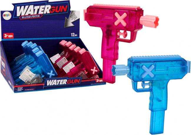Petit pistolet à eau transparent bleu rose