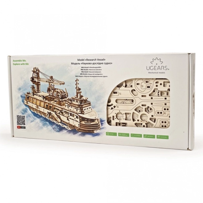 Ugears puzzle 3D - Bateau à vapeur d'exploration 575 pièces