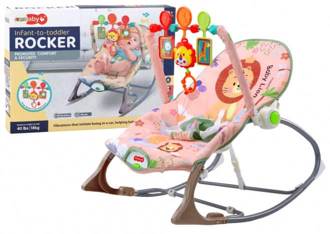Berceau pour bébés Lion Rose avec vibrations et sons