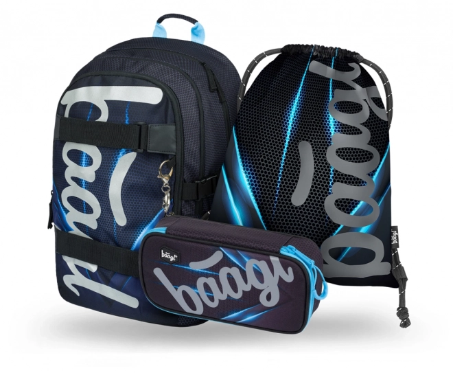 Baagl set scolaire Skate Bluelight – sac à dos, trousse et sac