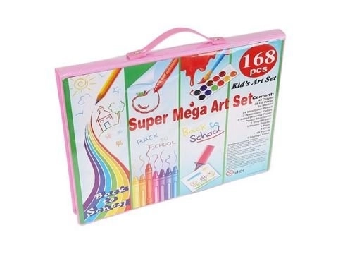 Grand ensemble de peinture dans une valise rose