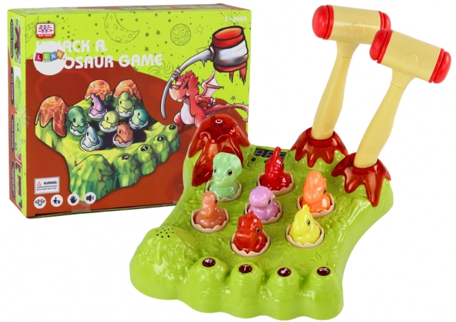 Jeu de dinosaures pour tuer les taupes avec deux marteaux