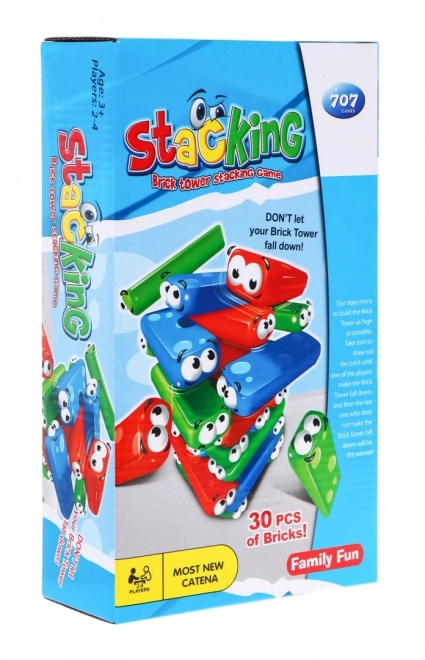 Mini jeu d'arcade Jenga pour enfants 3+ Construction de tours + 30 blocs colorés + dés