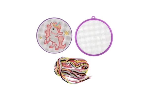 Broderie au point de croix licorne cadre de broderie 1 modèle 6 fils à broder sous blister 12,5x18x1cm