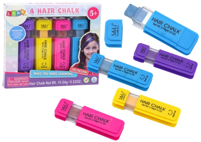 Craie pour colorer les cheveux 4 pièces colorées