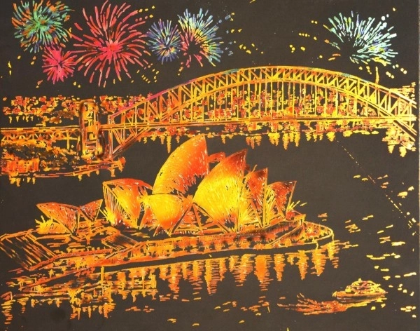 Tableau à gratter vue nocturne