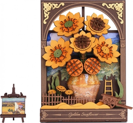 RoboTime Puzzle 3D en bois Tournesols dorés