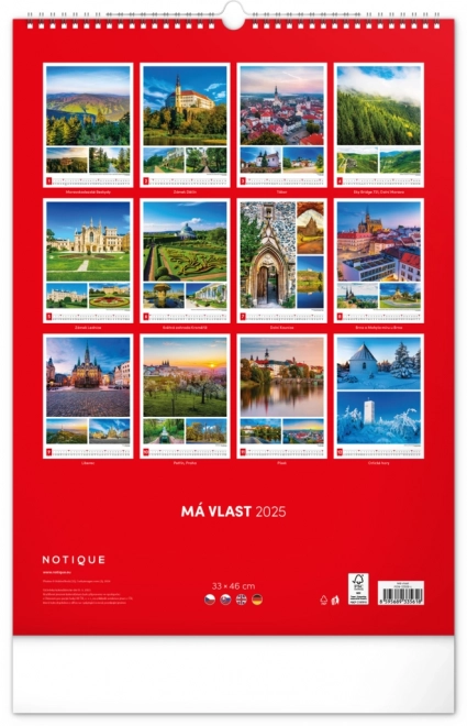 Calendrier mural Ma Patrie 2025, 33 × 46 cm
