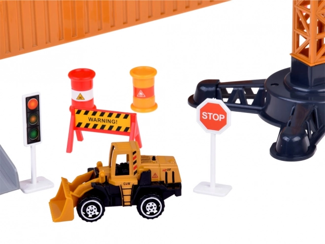 Ensemble interactif camion avec remorque dépliable, grue et chariot élévateur