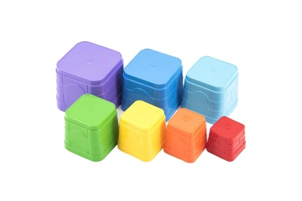 Pyramide Kubus puzzle en plastique carré coloré 7 pièces dans un sac 12m+