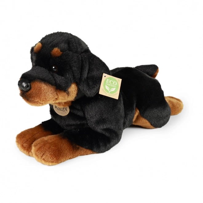 Chien en peluche Rottweiler couché 39 cm écologique