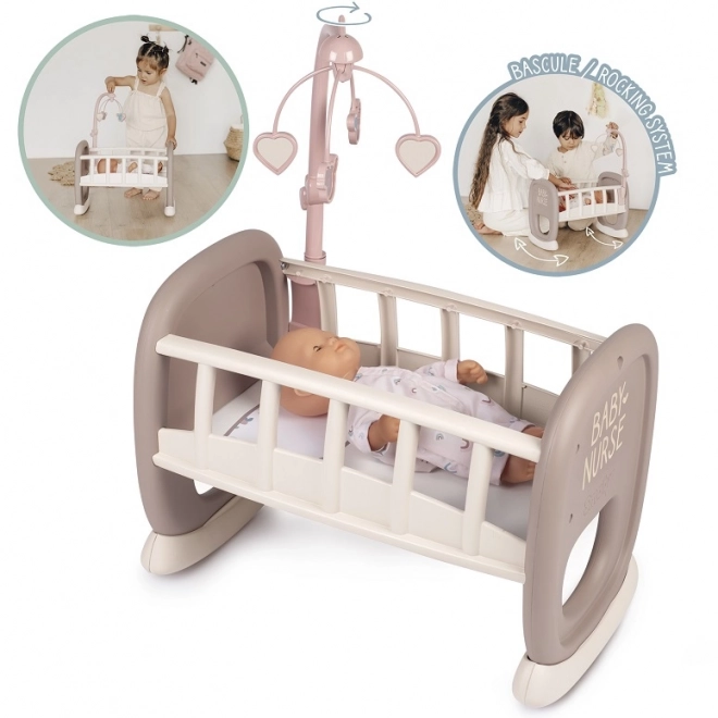 Smoby Baby Nurse berceau avec mobile pour poupées