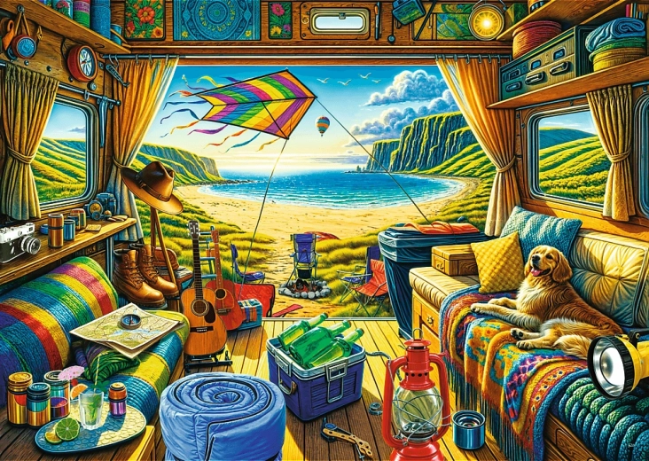 Puzzle TREFL Premium Plus – Voyage en caravane 1000 pièces