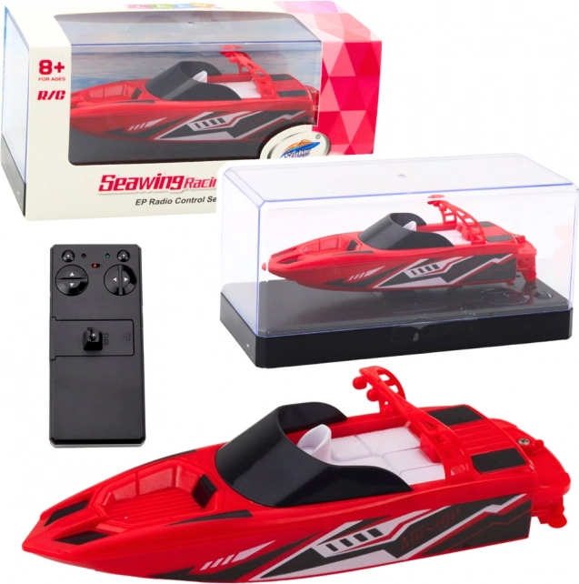 Bateau à moteur de course RC à double moteur 2,4 GHz rouge