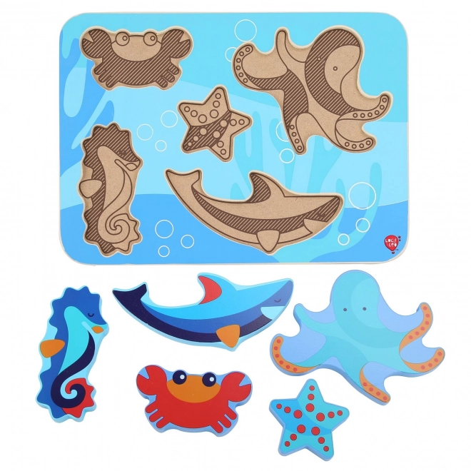 Lucy & Leo Animaux marins - puzzle en bois à encastrer 6 pièces
