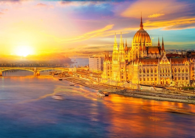 Puzzle Parlement hongrois au coucher du soleil Budapest 1000 pièces