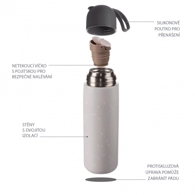 Thermos pour liquides avec poignée en silicone 400 ml, Montagnes