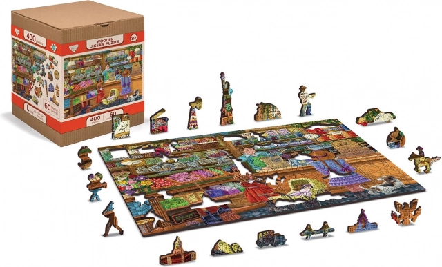 Puzzle en bois recto-verso WOODEN CITY Aventures sucrées 2-en-1, 1000 pièces