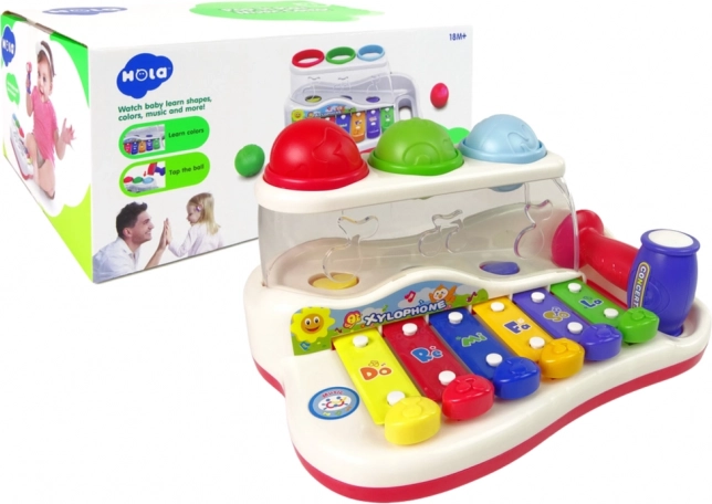 Xylophone éducatif pour tout-petits avec marteau et balles colorées