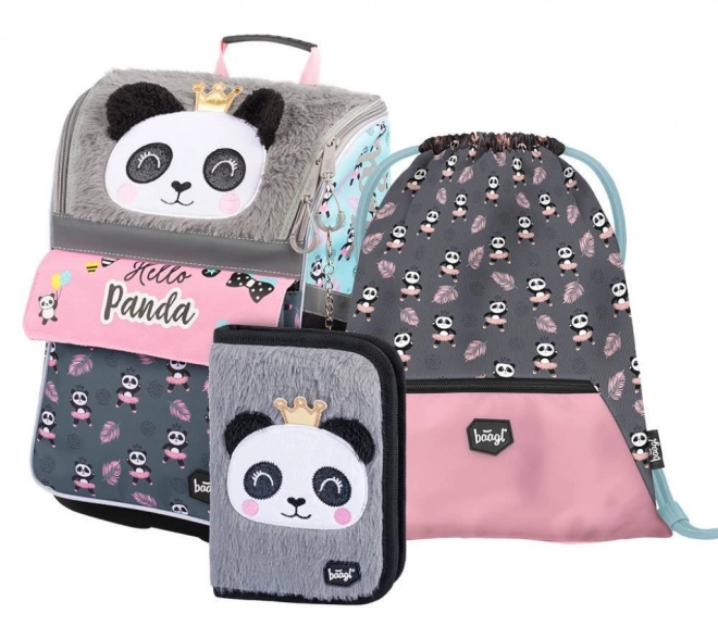 BAAGL SET 3 Zippy Panda: cartable, trousse, sac