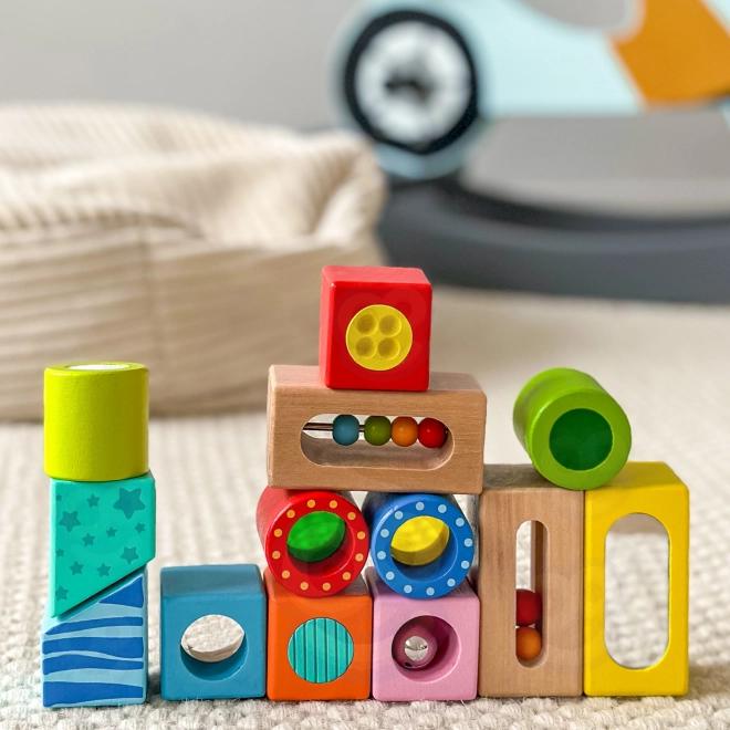 Tooky Toy cubes sensoriels multifonctionnels en bois