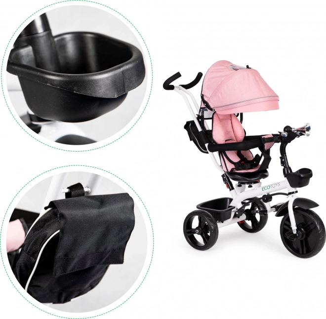 ECOTOYS Tricycle, Poussette Sport - rose
