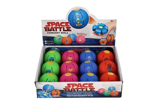 Flat Ball - Lancez le disque, attrapez la balle ! plastique 8cm 4 couleurs 12 pièces en boîte