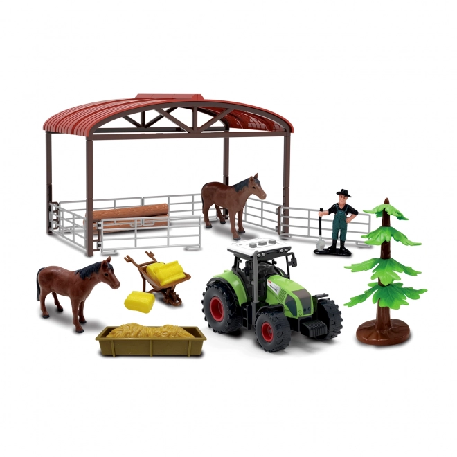 Set de jeu avec tracteur et enclos pour chevaux