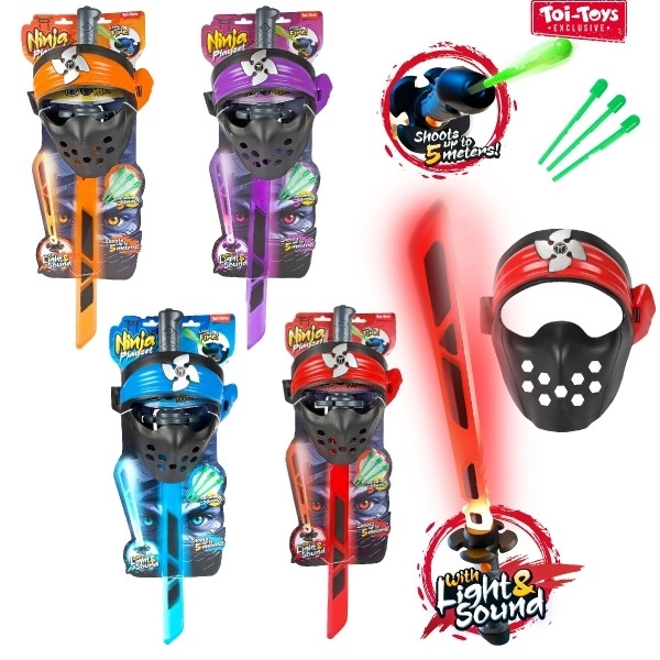 Ensemble ninja épée + masque + fléchettes avec son et lumière