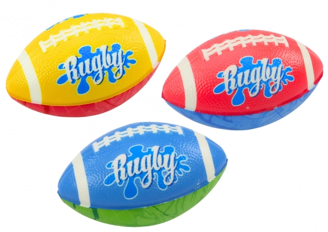 Ensemble de 3 ballons en mousse de rugby 3 couleurs