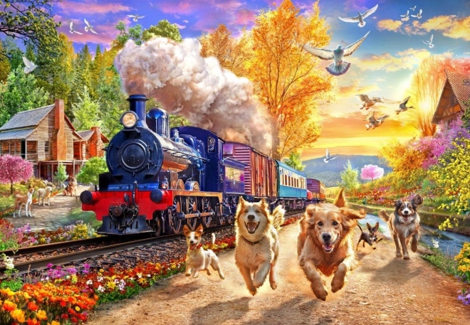 Puzzle Bluebird Rattraper le train 1000 pièces