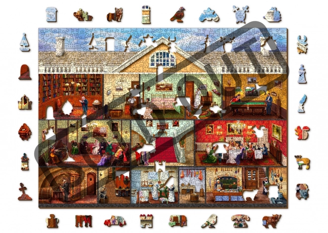 Puzzle en bois Woodland City - Manoir victorien 2 en 1, 1010 pièces EKO