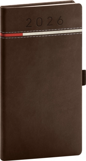 Agenda de poche Tomy 2026 brun-rouge