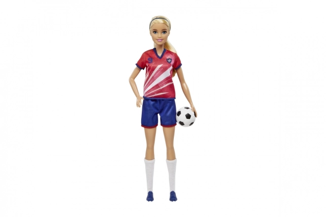 Barbie poupée de football en maillot rouge