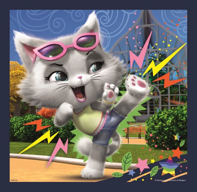 TREFL Puzzle 44 pièces : Rencontrez les chats 3 en 1 (20, 36, 50 pièces)