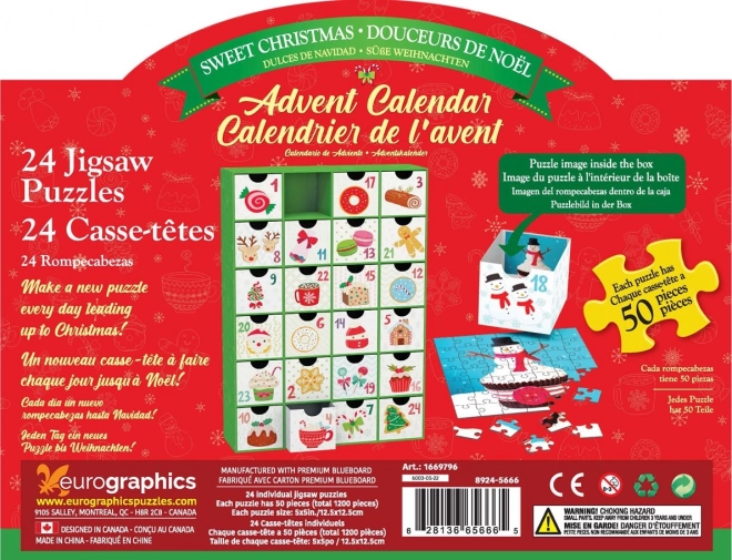 Calendrier de l'Avent avec puzzle Eurographics 24 x 50 pièces – Douceurs de Noël