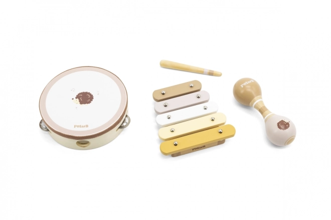 Ensemble musical hérisson en bois