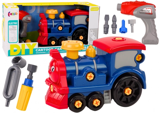 Jeu de construction locomotive à vapeur à visser DIY pour enfants