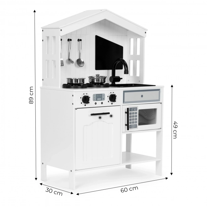 Cuisine en bois pour enfants, four, brûleurs micro-ondes, accessoires ECOTOYS