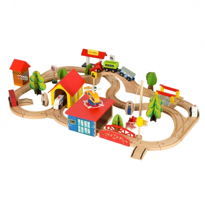 Ensemble de train en bois pour enfants 69 pièces