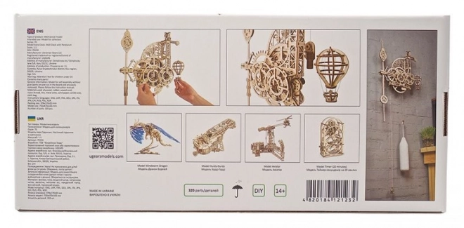 Puzzle mécanique mural en bois 3D Ugears Horloge Aero